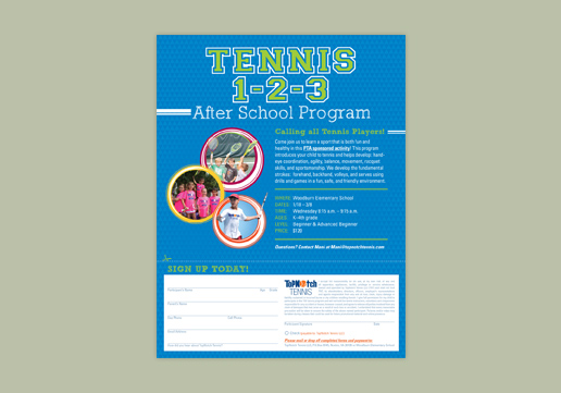 TopNotch Tennis 8.5 x 11 inch 1-sided flyer; Emailable Flyer