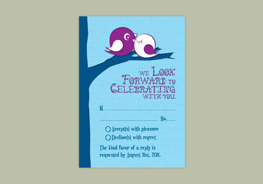 Lovebirds in Tree Wedding Reply Card